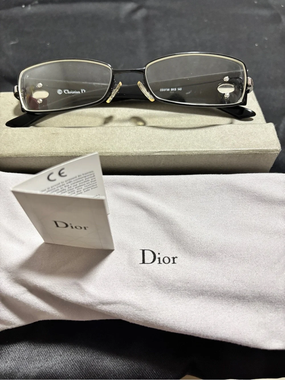 Dior Black and Gold Rectangular Eyeglasses